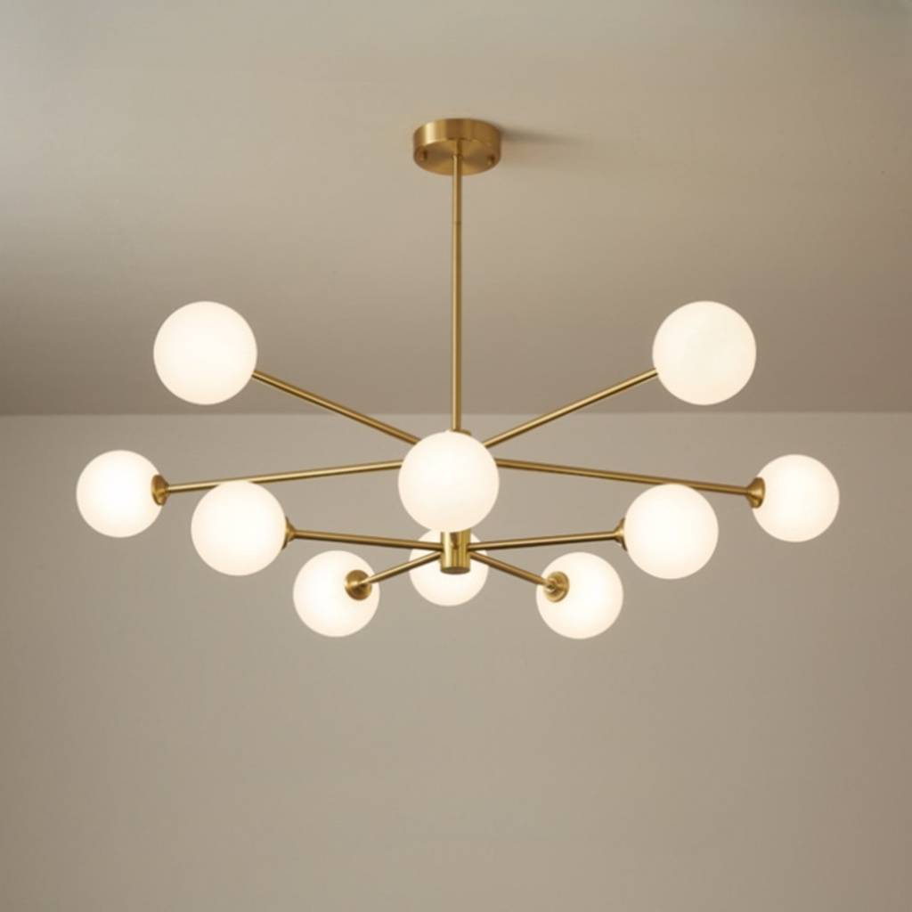 6-Light Modern Gold Sputnik Chandelier - Mid-Century Globe Lamp