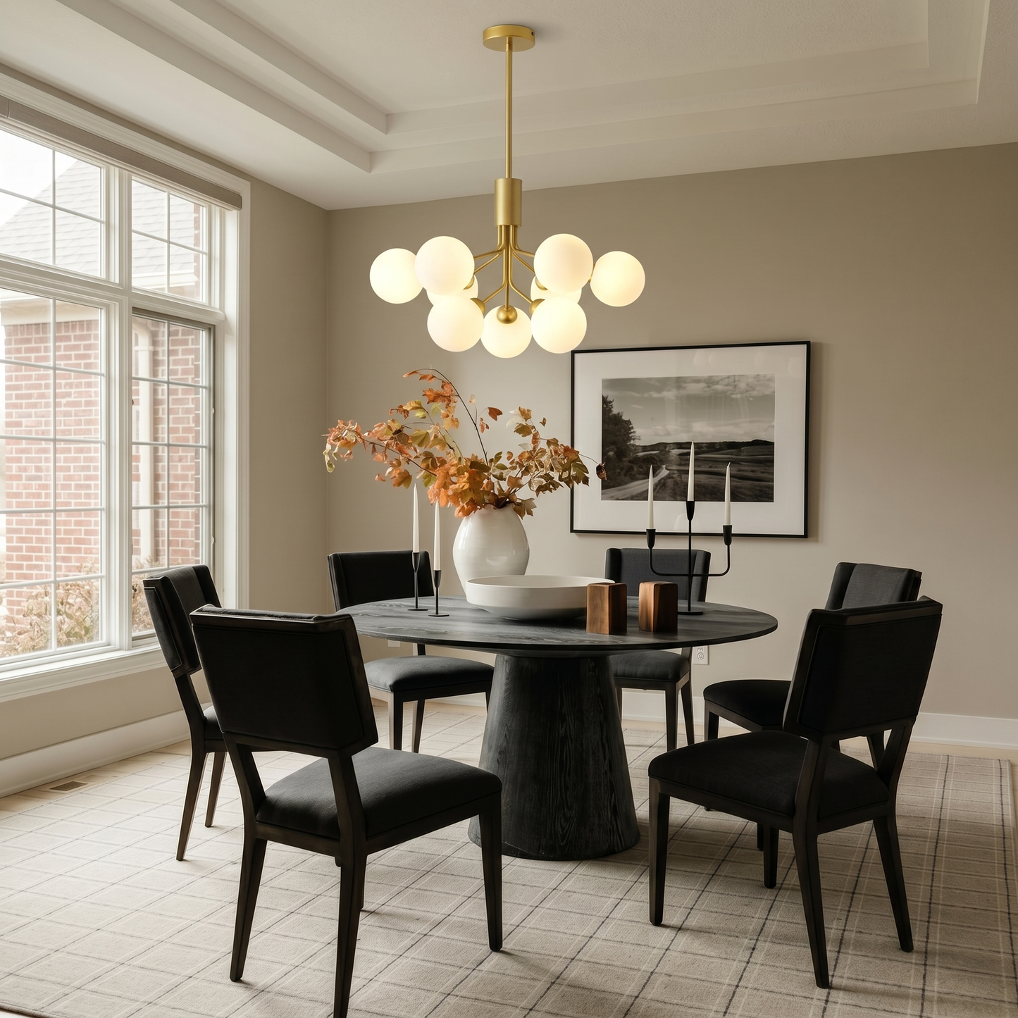 Modern Branching Globe Chandelier - Nordic Gold 18-Light Pendant