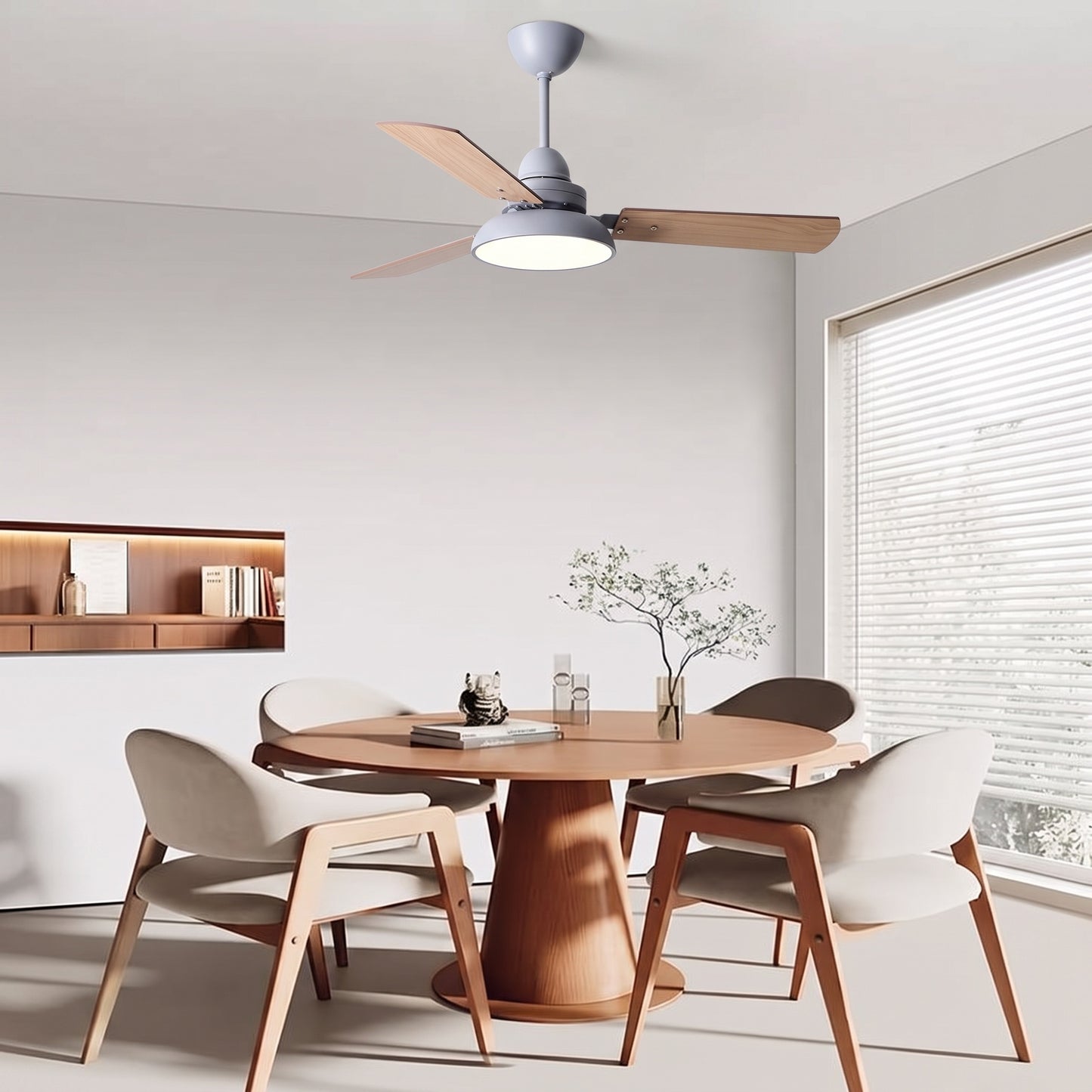 Modern 3-Blade LED Ceiling Fan with Remote - 106cm & 120cm Wood Fan Light