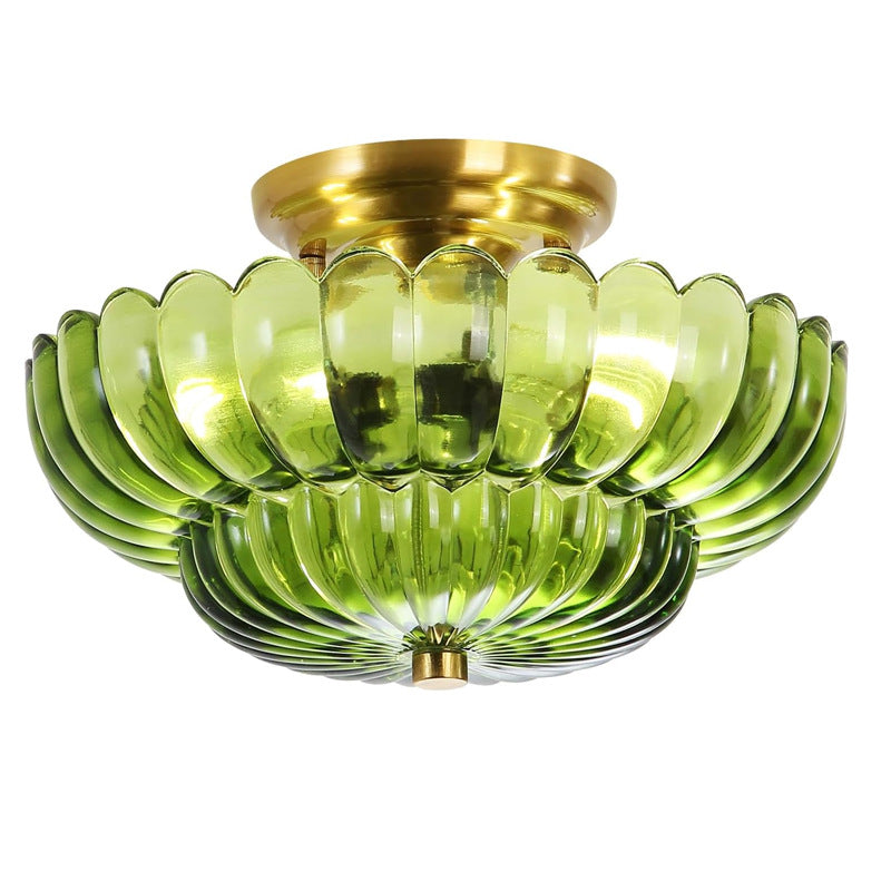 Modern Glass Semi-Flush Mount Ceiling Light - Umbrella Shape Decor