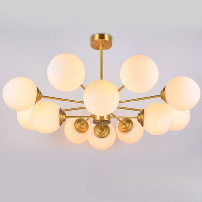 Modern Brass Sputnik Chandelier - 6-Light Opal Globe Chandelier