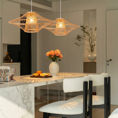 Handmade Bamboo Pendant Light Artistic - Japandi Saucer Bamboo Chandelier