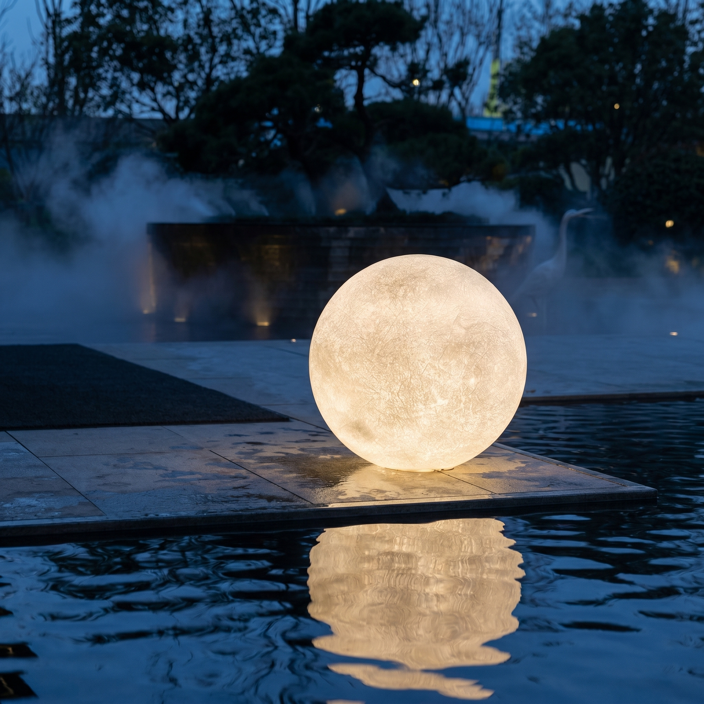 Solar Powered Moon Globe Lamp - Outdoor IP65 Waterproof Hemp Fiber Light