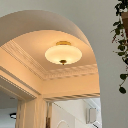 Mid-Century UFO Opal Glass Flush Mount Ceiling Light