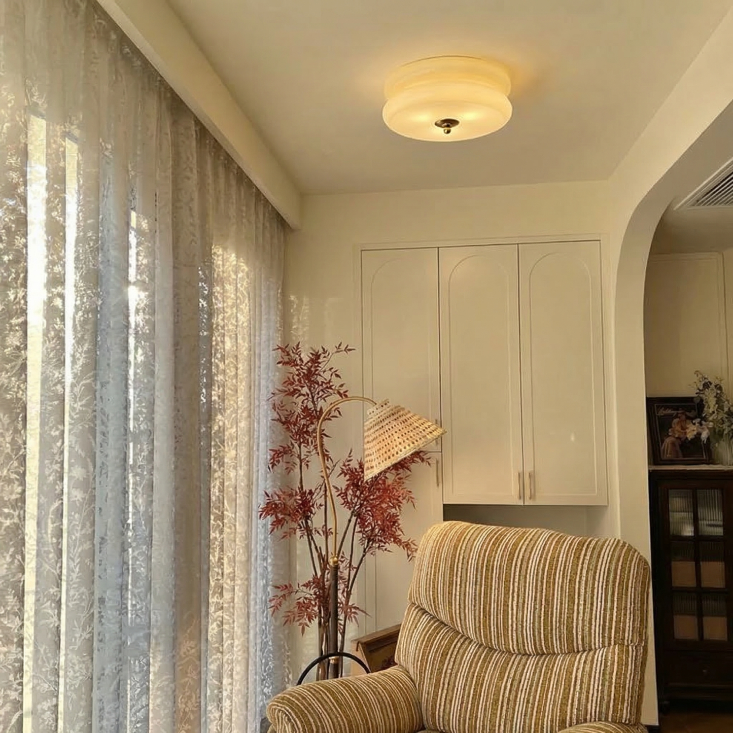 Art Deco Double-Tier Glass Flush Mount - Retro Macaron Ceiling Light