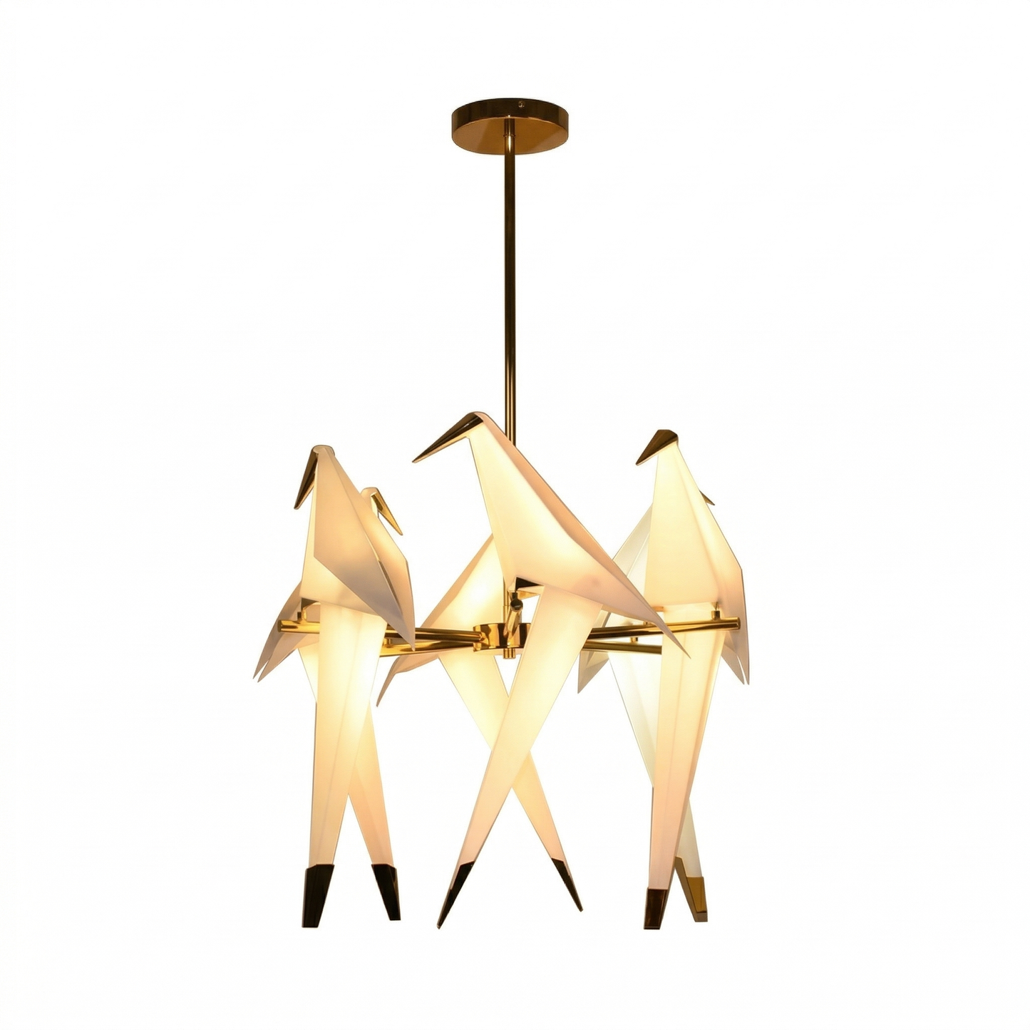 Modern Origami Bird Chandelier - Gold Perch Bird Pendant Light