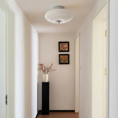 Mid-Century UFO Opal Glass Flush Mount Ceiling Light