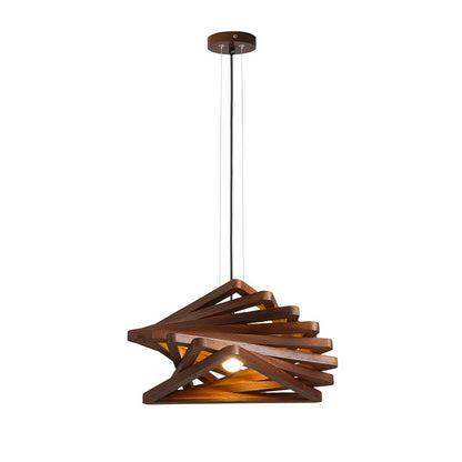 Modern Spiral Wood Triangle Pendant Light - Nordic Helical Chandelier
