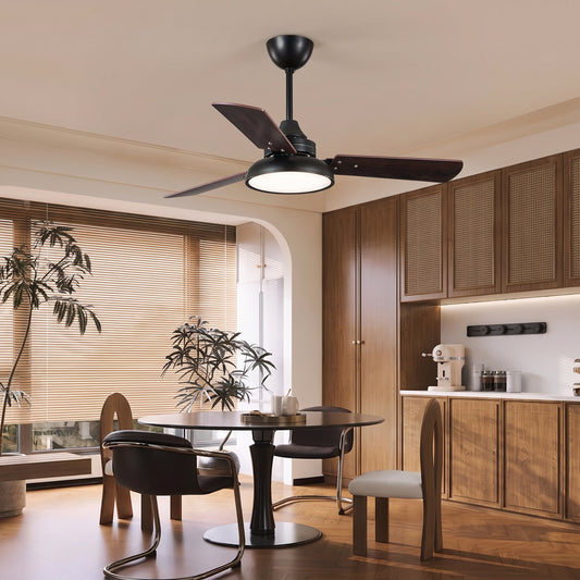 Modern 3-Blade LED Ceiling Fan with Remote - 106cm & 120cm Wood Fan Light