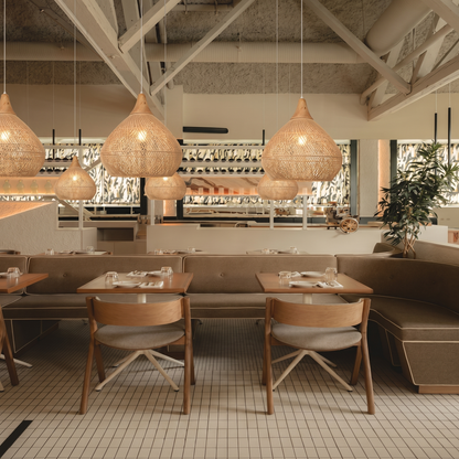 Modern Hand-Woven Rattan Pendant Light - Nordic Organic Teardrop Lamp