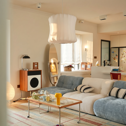 Mid-Century fabric Cocoon Pendant Light - Modern Cloud Bubble Shade Chandelier
