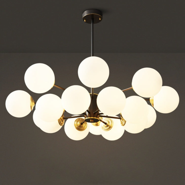 Modern Dual-Tier Globe Chandelier Mid-Century Black & Gold 10-Light Chandelier