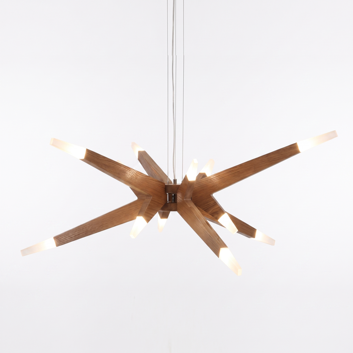 Modern Solid Wood Sputnik Chandelier - 12-Light Starburst Pendant LED