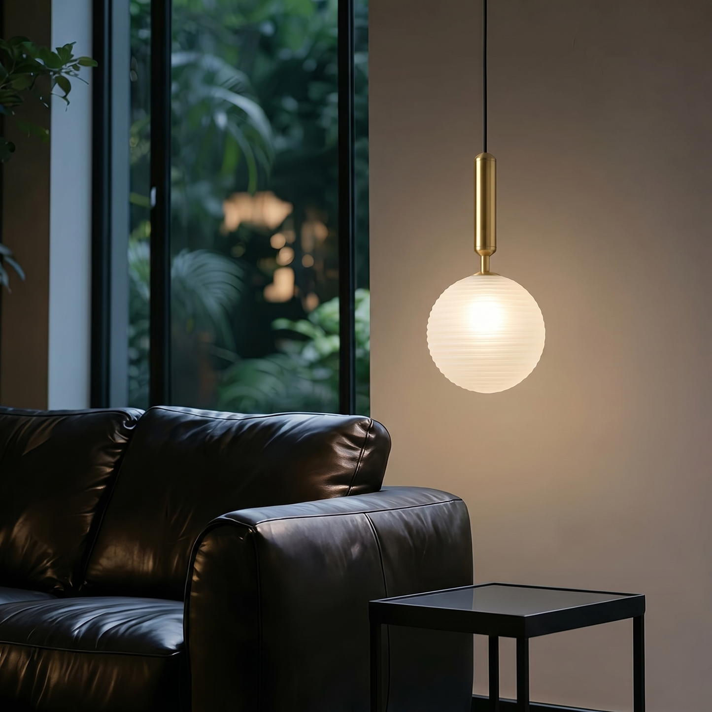 Modern Ribbed Glass Globe Chandelier - Nordic Brass Cluster Pendant Light