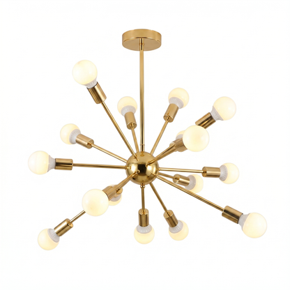 Modern Sputnik Chandelier - Mid-Century Gold Starburst Pendant Light