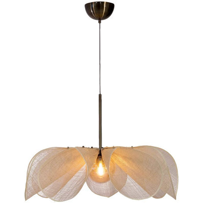 French Petal Linen Pendant Light - Floral Fabric Chandelier Boho