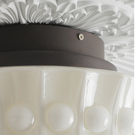 Vintage Hobnail Milk Glass Flush Mount - Retro Art Deco Ceiling Light