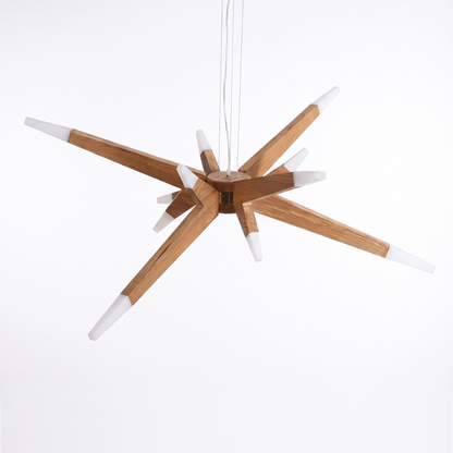Modern Solid Wood Sputnik Chandelier - 12-Light Starburst Pendant LED