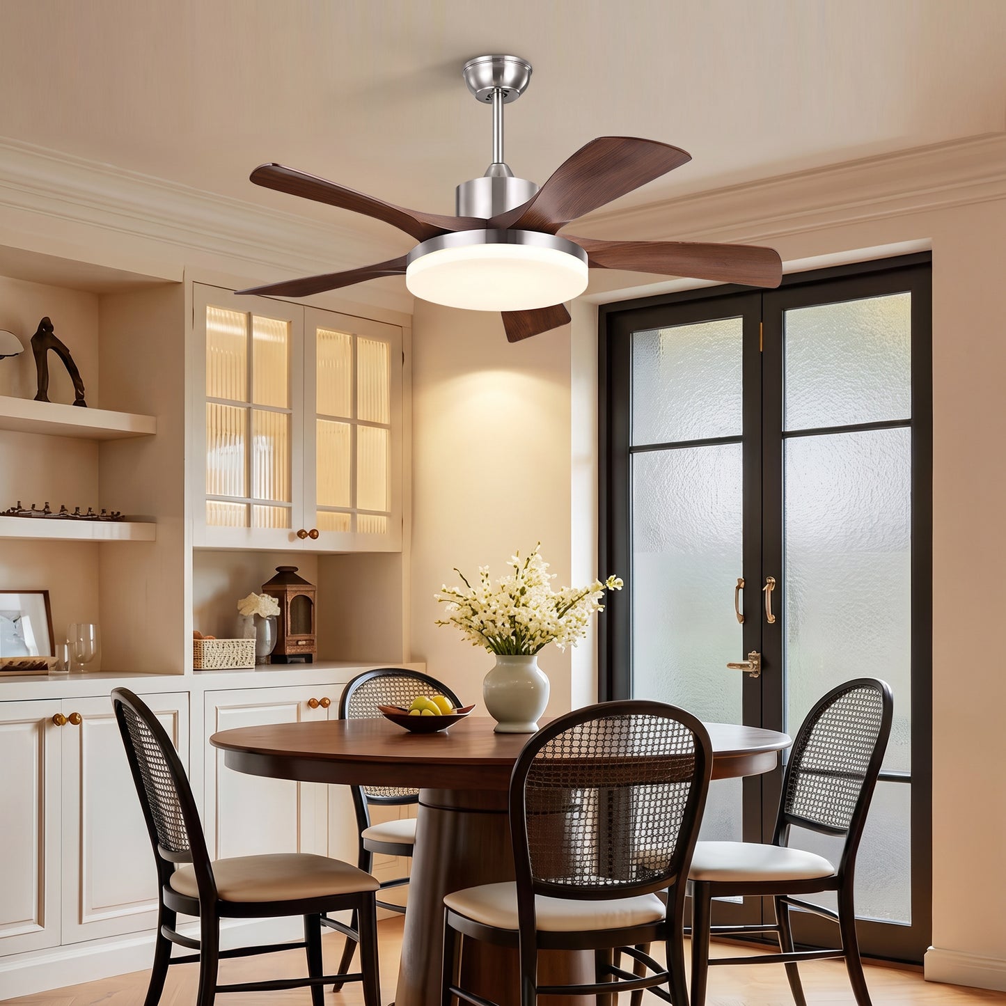 Modern 5-Blade LED Ceiling Fan - 40"/46"/56" Downrod & Flush Mount