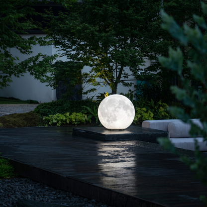 Solar Powered Moon Globe Lamp - Outdoor IP65 Waterproof Hemp Fiber Light