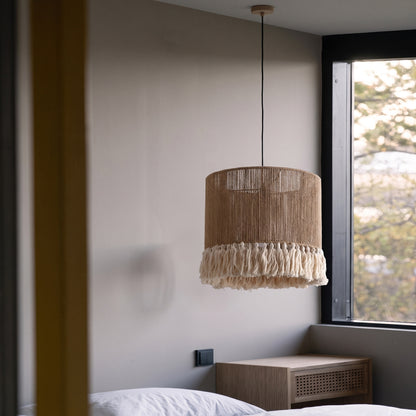 Modern Boho Jute Rope Pendant Light - Fringe Tassel Chandelier