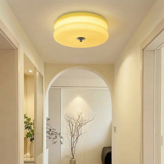 Art Deco Double-Tier Glass Flush Mount - Retro Macaron Ceiling Light