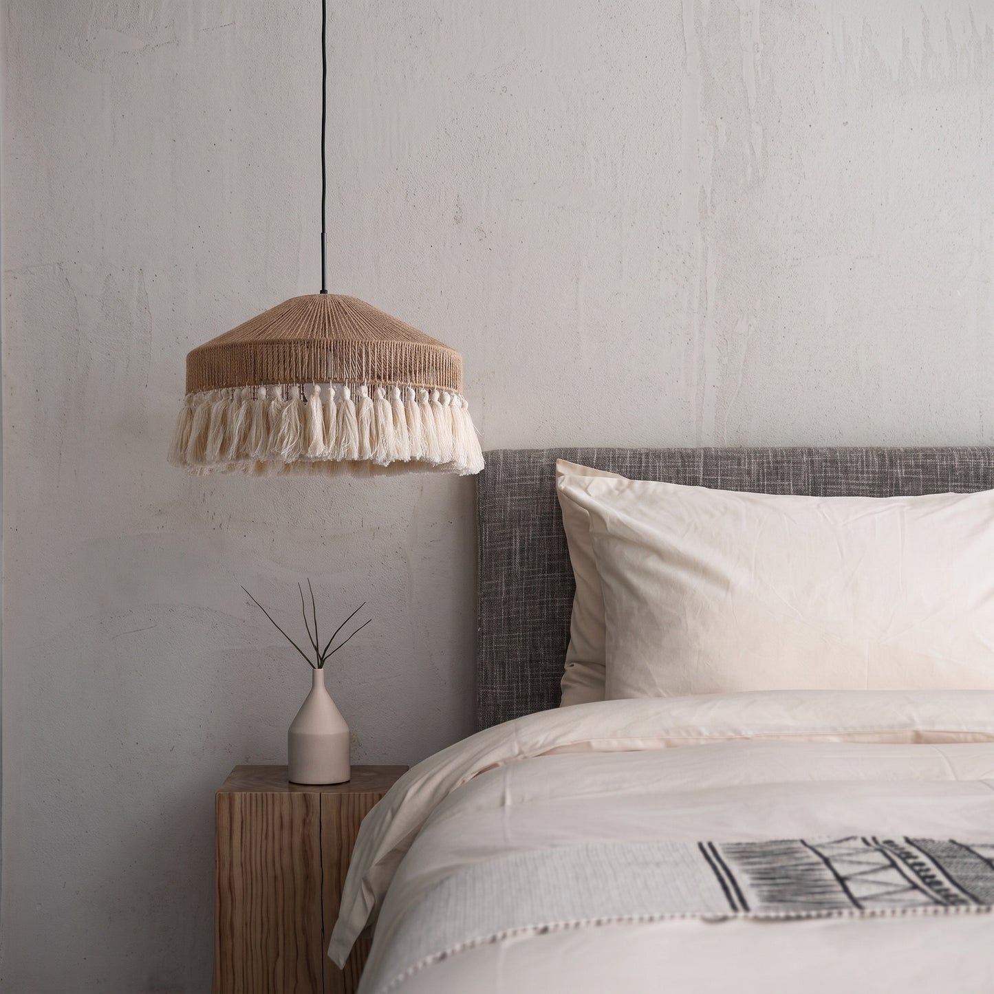 Modern Boho Jute Rope Pendant Light - Fringe Tassel Chandelier