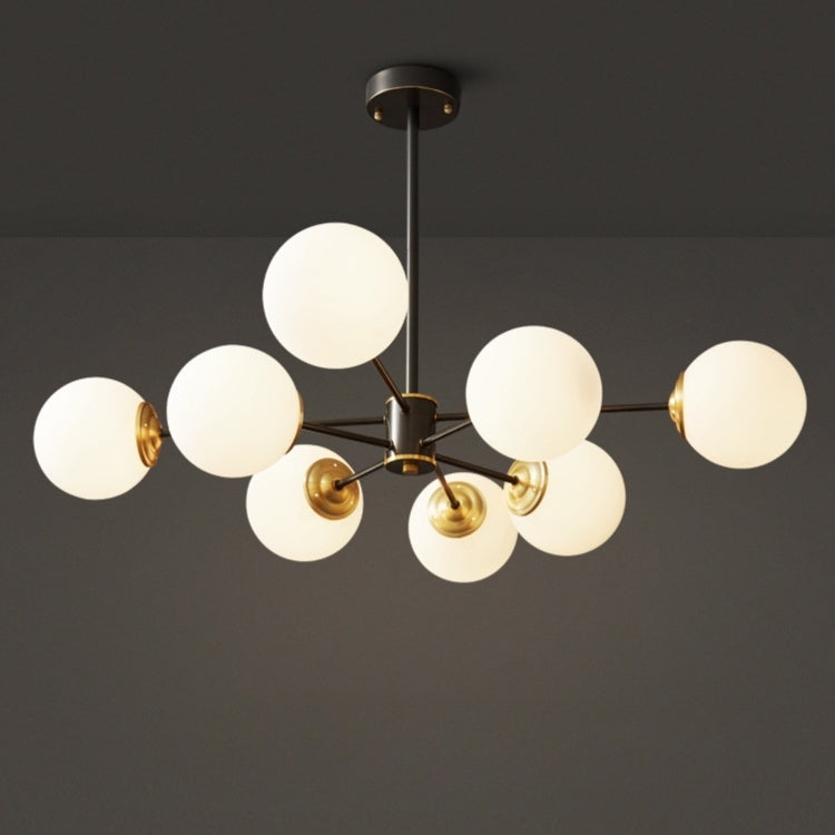 Modern Dual-Tier Globe Chandelier Mid-Century Black & Gold 10-Light Chandelier