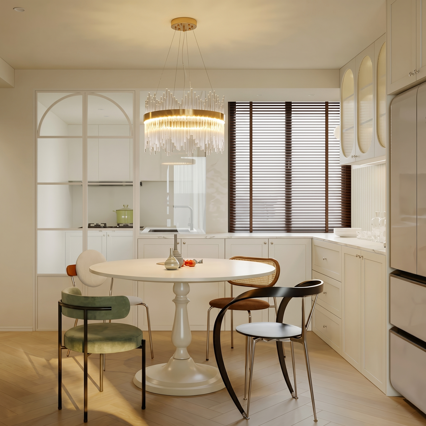 Modern Crystal Wave Chandelier - Luxury Gold Fringe Pendant Light