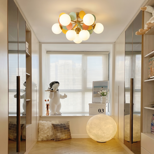 Modern Macaron Petal Ceiling Light - Colorful Kids Room Flush Mount