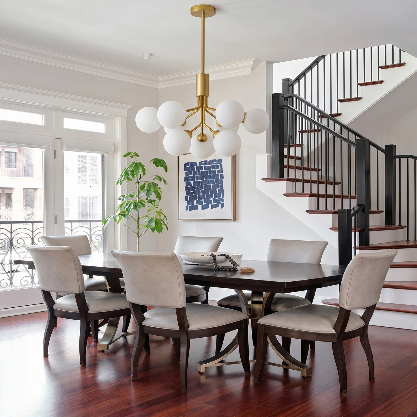 Modern Branching Globe Chandelier - Nordic Gold 18-Light Pendant
