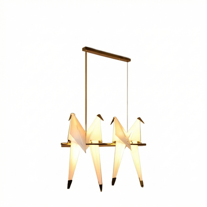 4-Bird Linear Origami Light | Modern Gold Kitchen Island Pendant