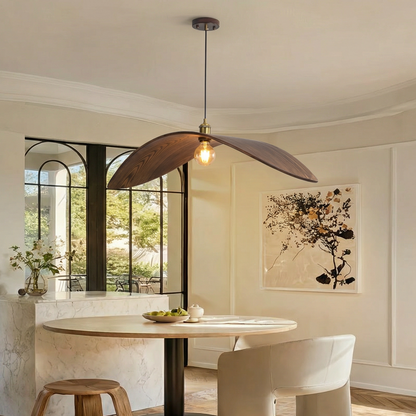 Modern Curved Wood Wave Pendant Light - Mid-Century Japandi Chandelier