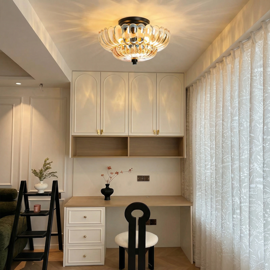 Modern Glass Semi-Flush Mount Ceiling Light - Umbrella Shape Decor