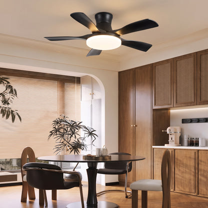 Modern 5-Blade LED Ceiling Fan - 40"/46"/56" Downrod & Flush Mount