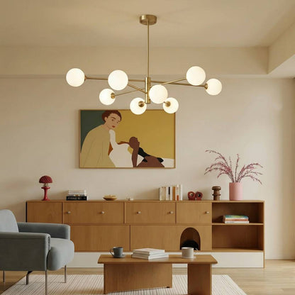 6-Light Modern Gold Sputnik Chandelier - Mid-Century Globe Lamp