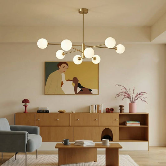 6-Light Modern Gold Sputnik Chandelier - Mid-Century Globe Lamp