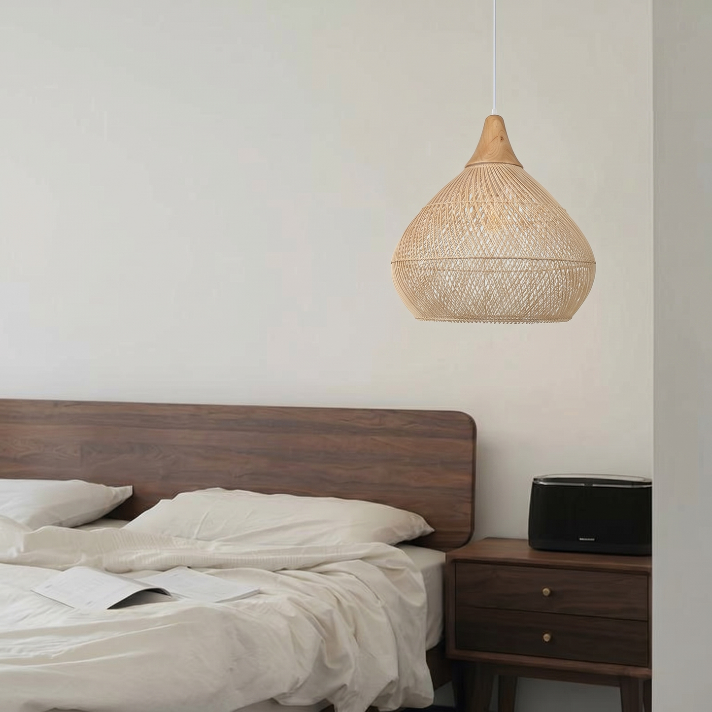 Modern Hand-Woven Rattan Pendant Light - Nordic Organic Teardrop Lamp