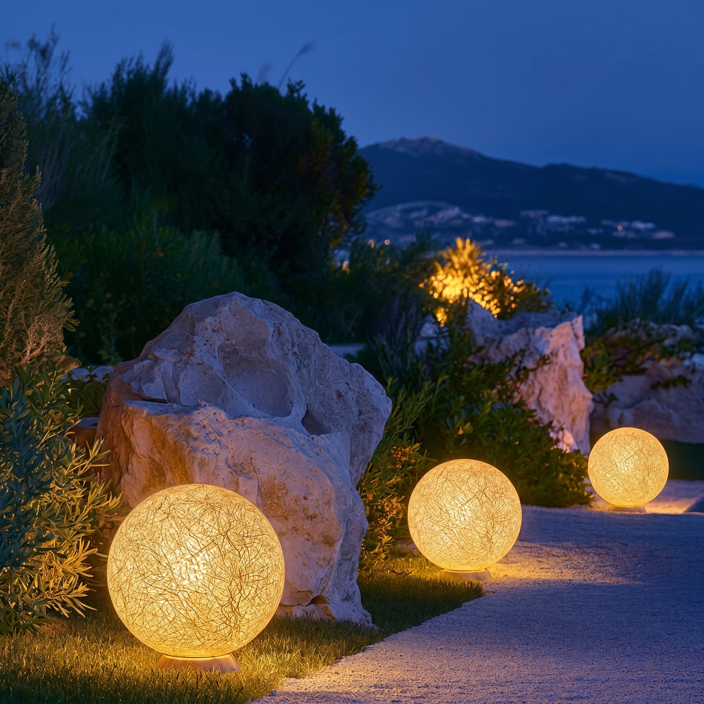 Solar Powered Moon Globe Lamp - Outdoor IP65 Waterproof Hemp Fiber Light
