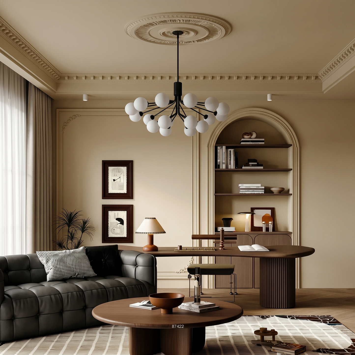 Modern Matte Black Branching Globe Chandelier - Nordic 18-Light Pendant