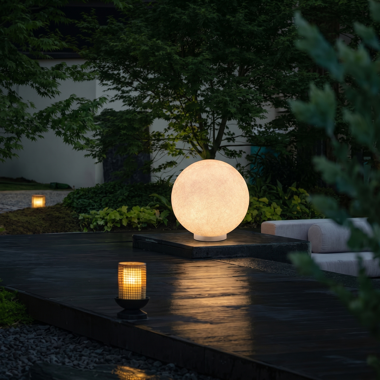 Modern Moon Globe Floor Lamp - Hemp Fiber Orb Table Light