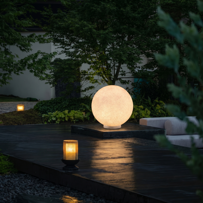 Modern Moon Globe Floor Lamp - Hemp Fiber Orb Table Light