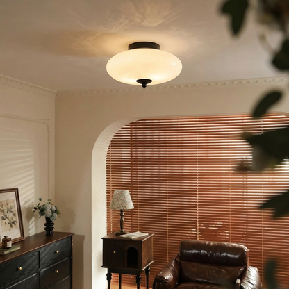 Mid-Century UFO Opal Glass Flush Mount Ceiling Light