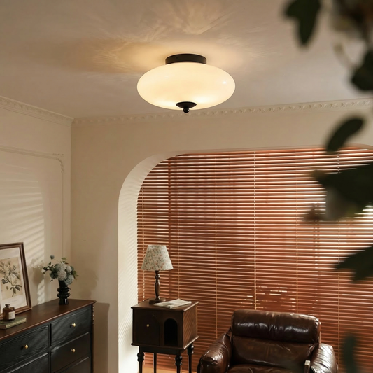 Mid-Century UFO Opal Glass Flush Mount Ceiling Light