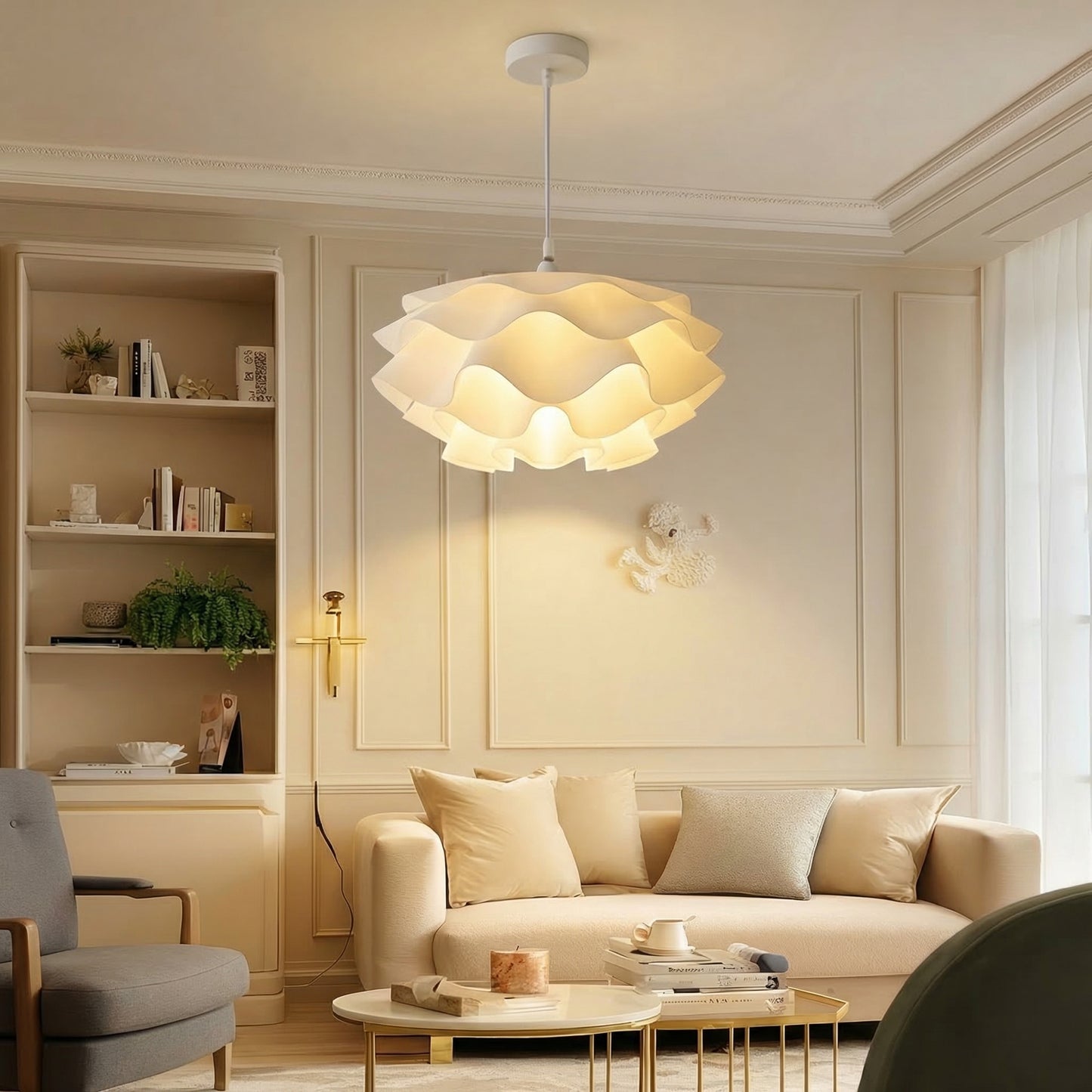 Modern White Wavy Layered Pendant Light - Scalloped Cloud Lamp
