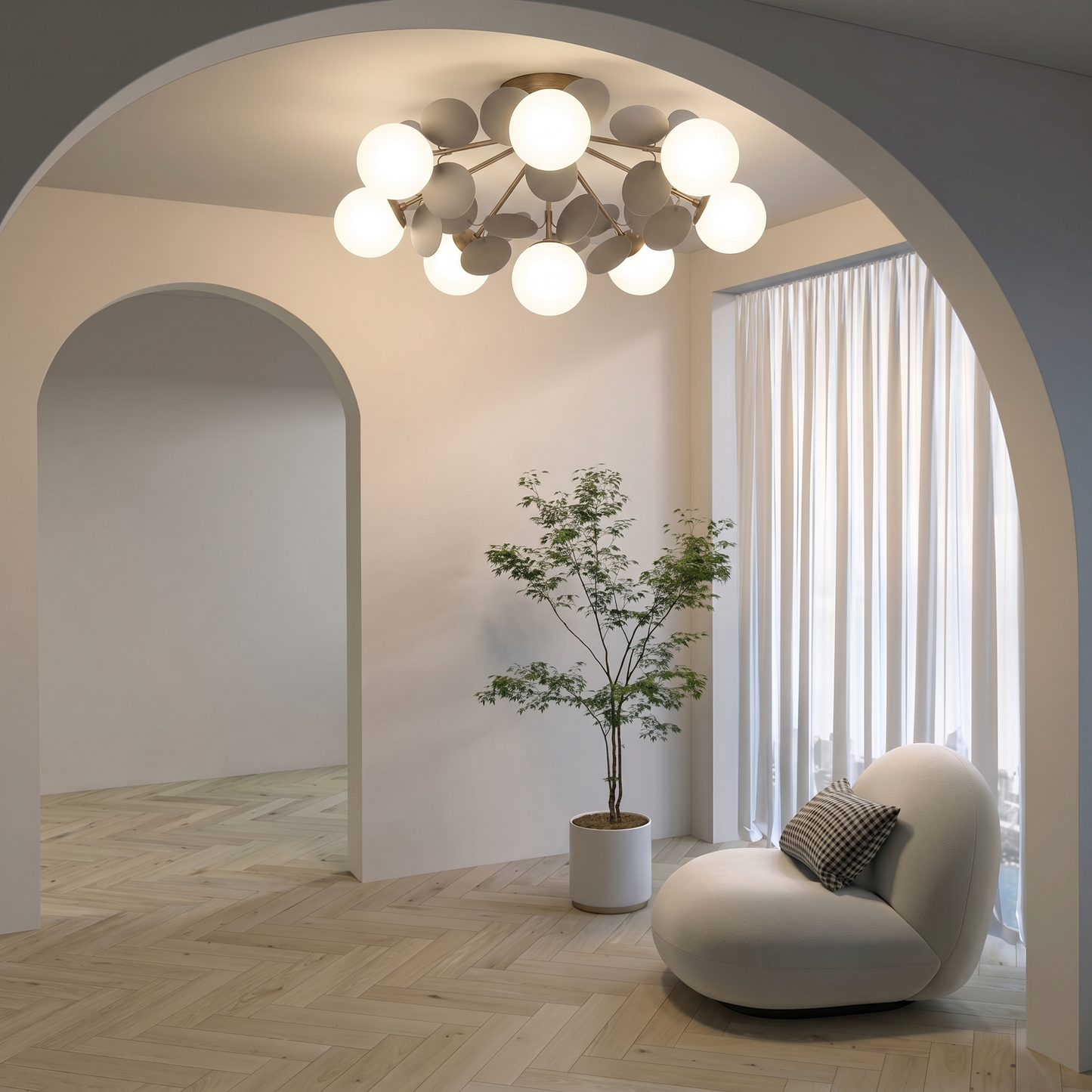 Modern Grey Petal Ceiling Light - Nordic Minimalist Flush Mount Lamp