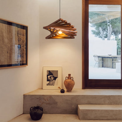 Modern Spiral Wood Triangle Pendant Light - Nordic Helical Chandelier