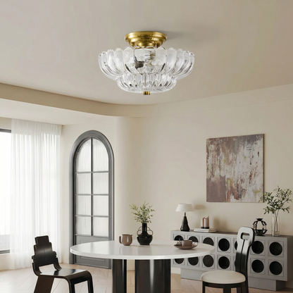 Modern Glass Semi-Flush Mount Ceiling Light - Umbrella Shape Decor