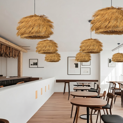 Modern Grass Tassel Pendant Light - Tropical Boho Shaggy Woven Lamp