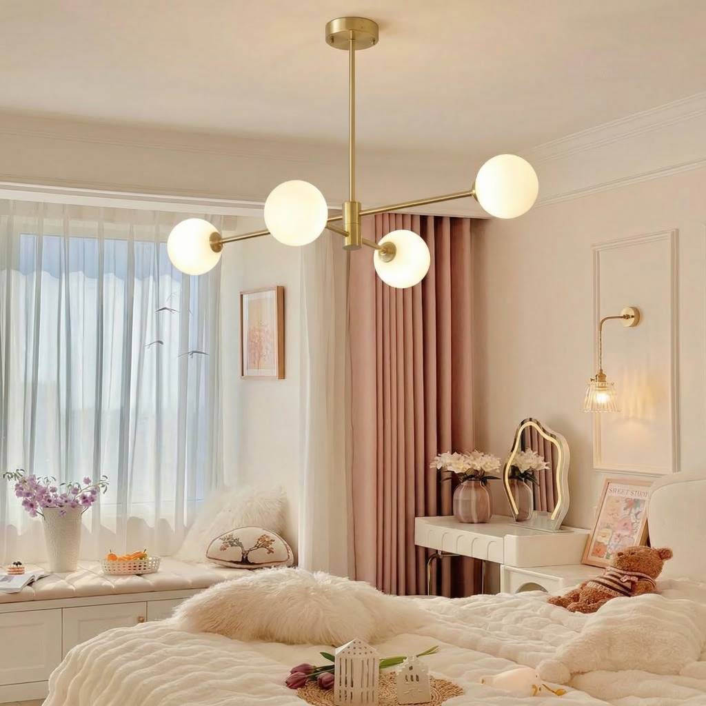 6-Light Modern Gold Sputnik Chandelier - Mid-Century Globe Lamp